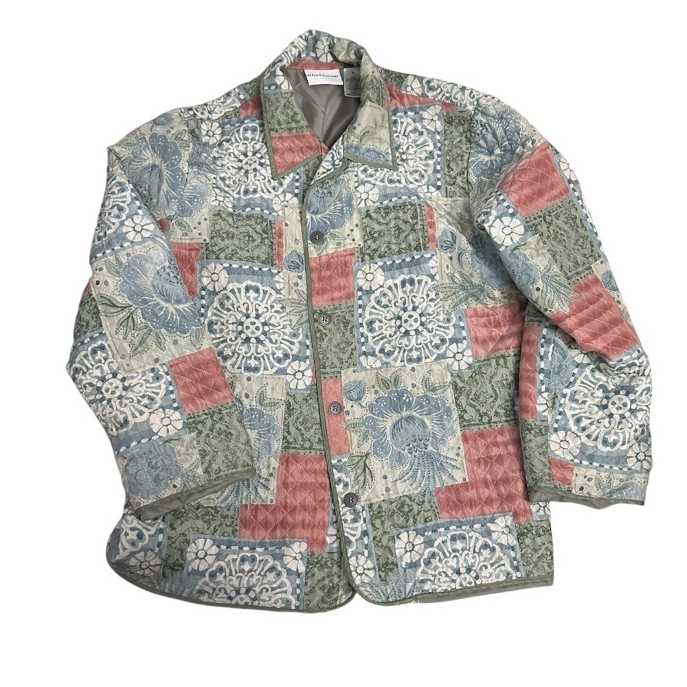 Alfred Dunner Quilted Jacket in Pink and Green